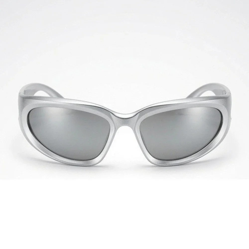 Silver Sunglasses Mirrored Shield Eyewear Women Safety Shield Uv400 Luxury Sport